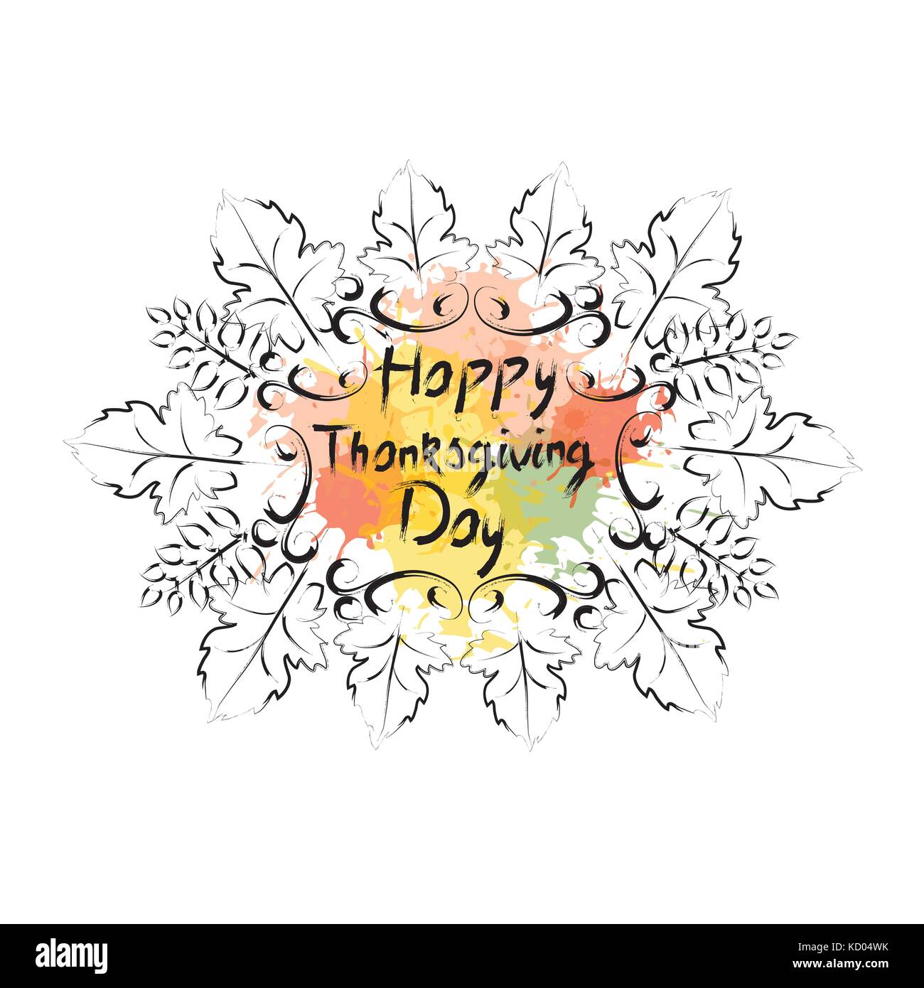 Happy Thanksgiving Day Autumn Traditional Holiday Greeting Card Logo ...