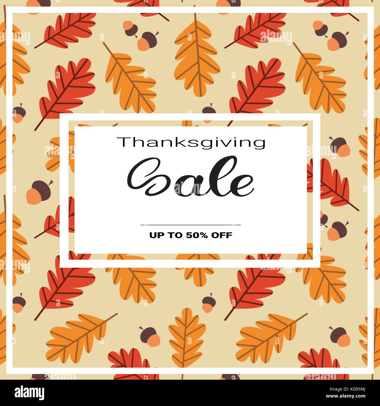 Thanksgiving Day Sale Autumn Traditional Holiday Shopping Discount Seasonal Price Off Banner Stock Vector