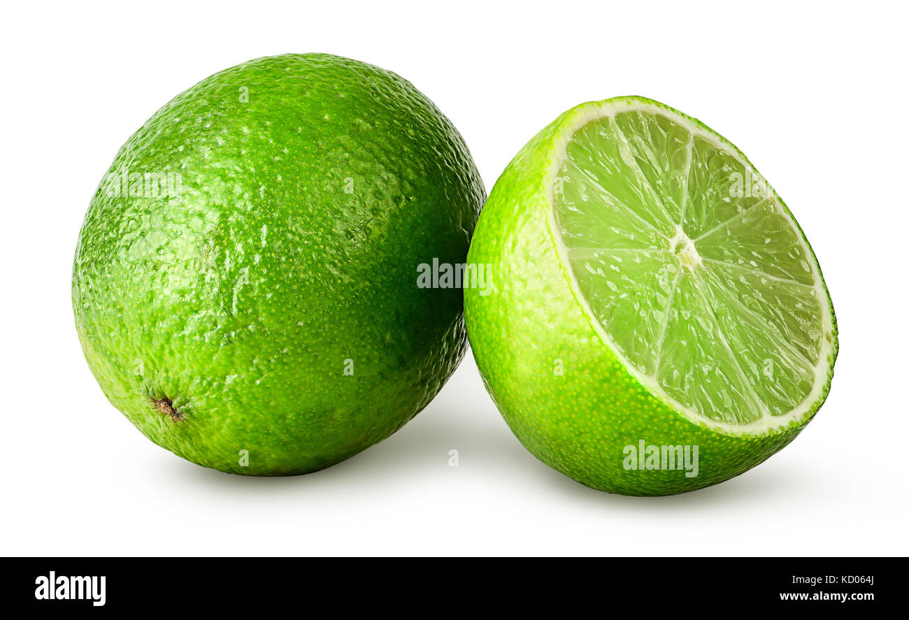 Lime whole and half Stock Photo - Alamy
