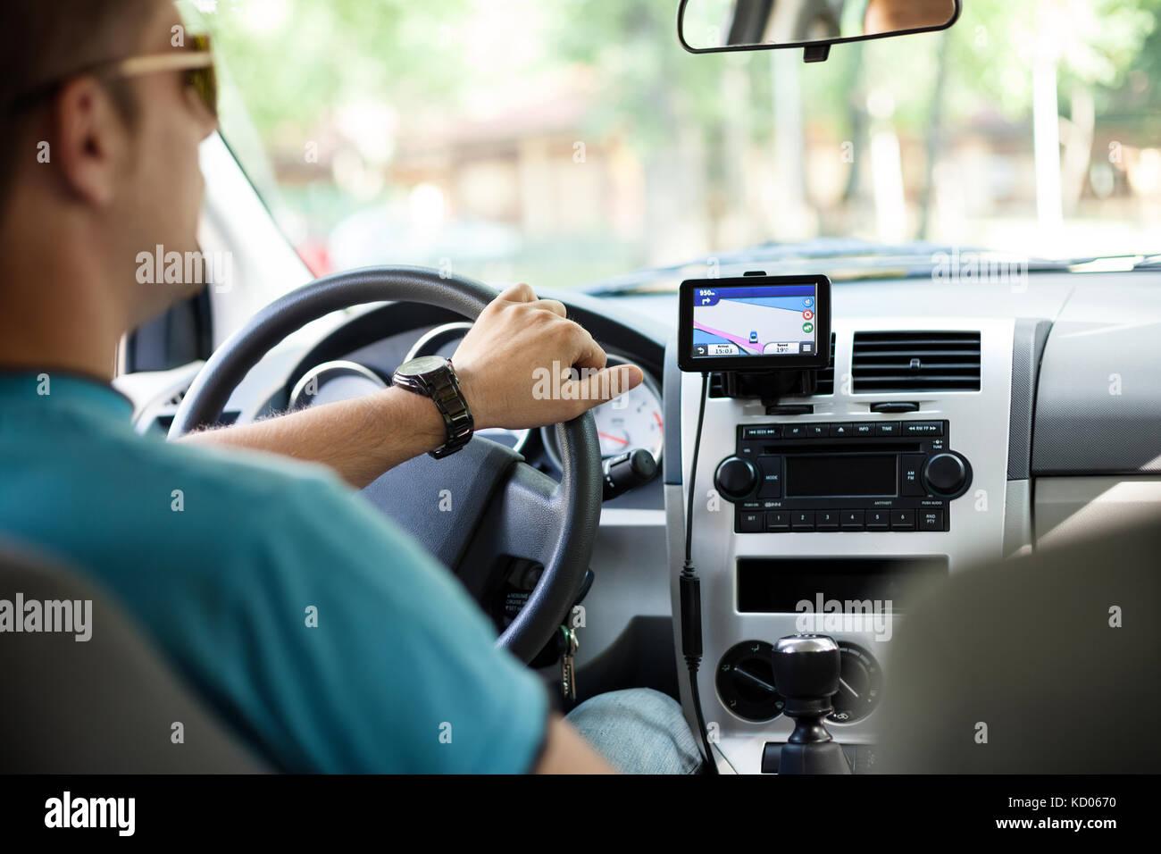 GPS navigation in interior of luxury car Stock Photo