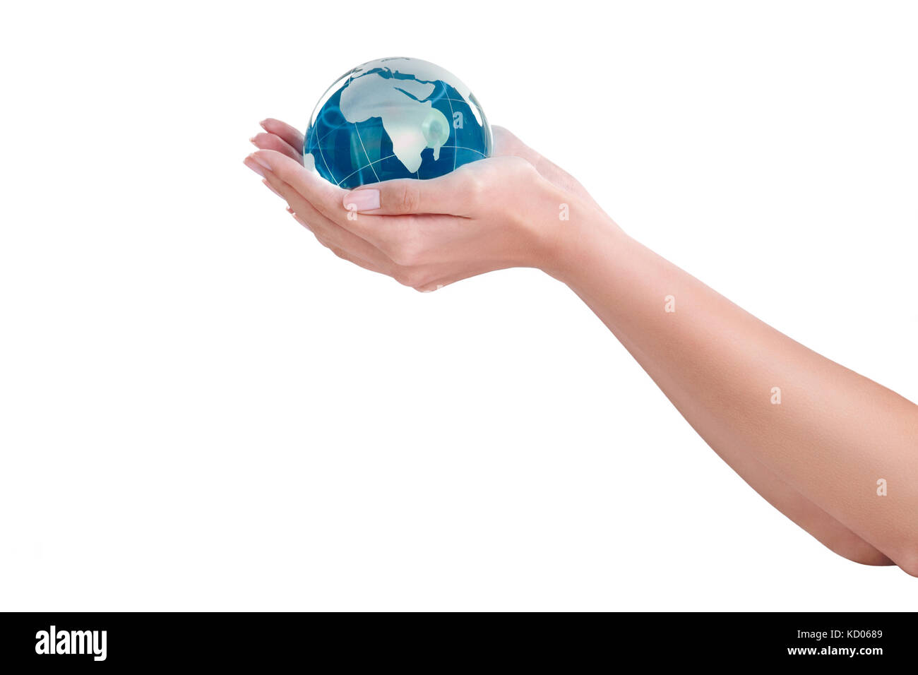 Human hands holding earth Stock Photo