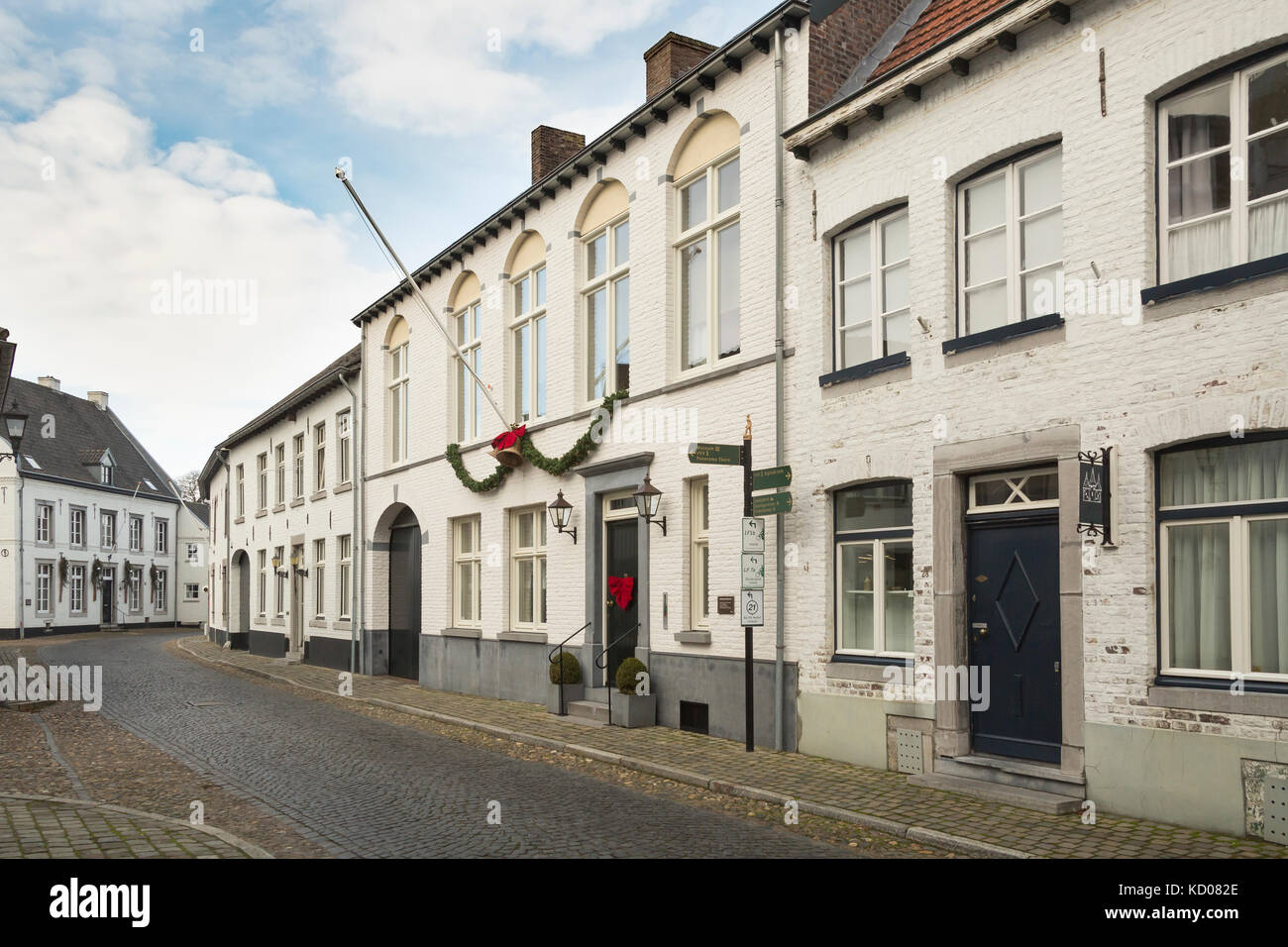 House with christmas decoration in the streets of the historic city of