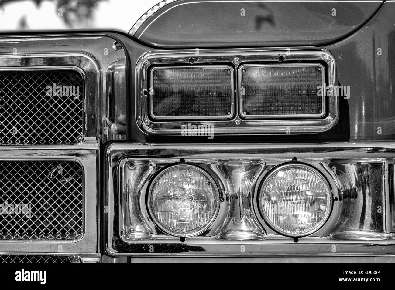 Closeup of the headlights on a fire engine Stock Photo Alamy