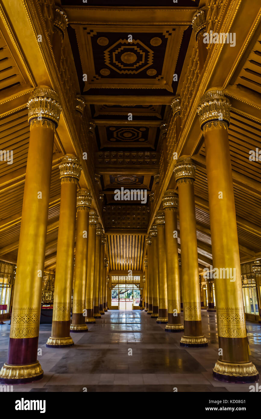 The Great Audience Hall of the Kanbawzathadi Palace, Bago, Myanmar Stock Photo