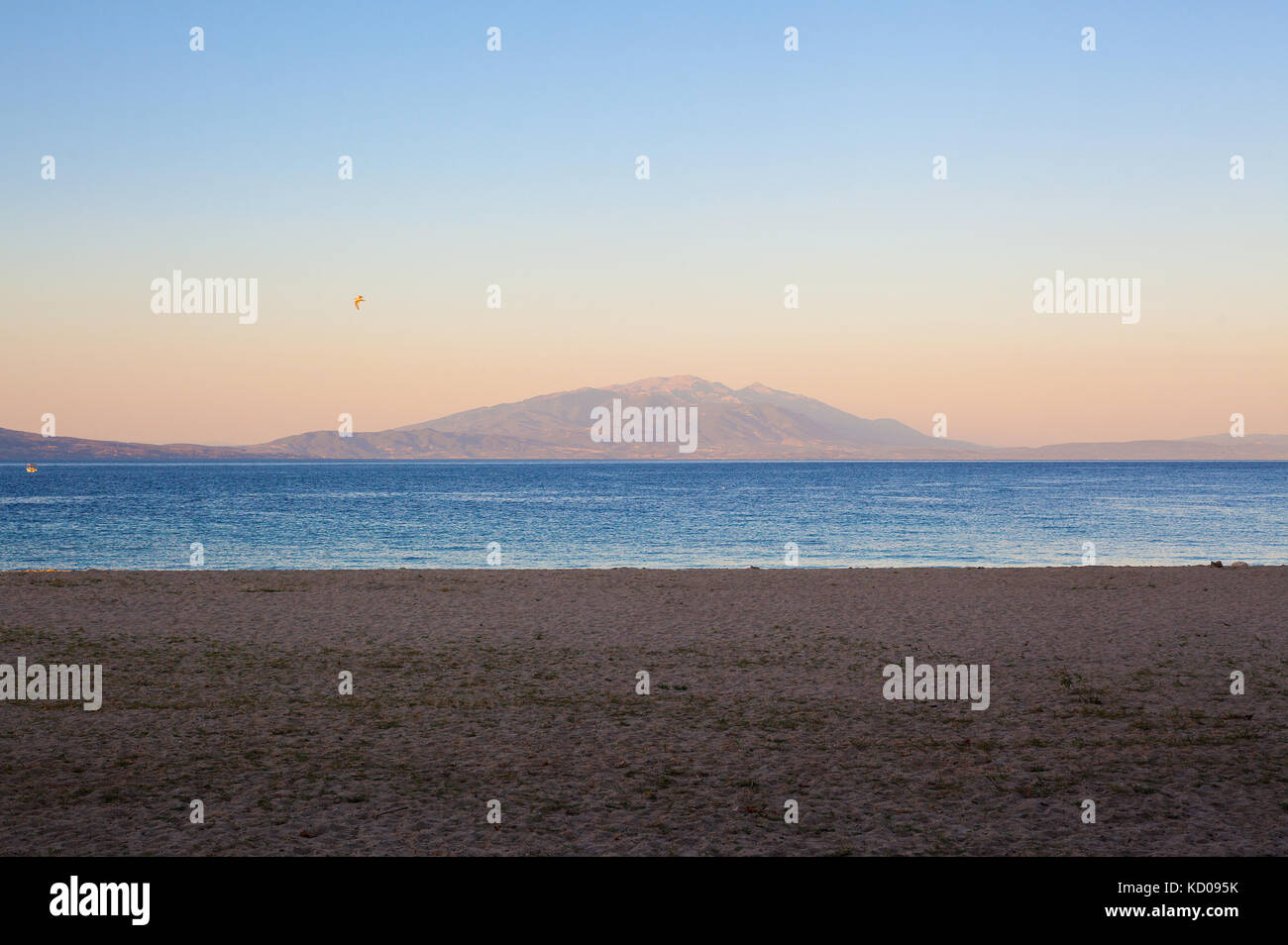 Landscape of a mountain viewed from Stavros beach in Greece Stock Photo ...