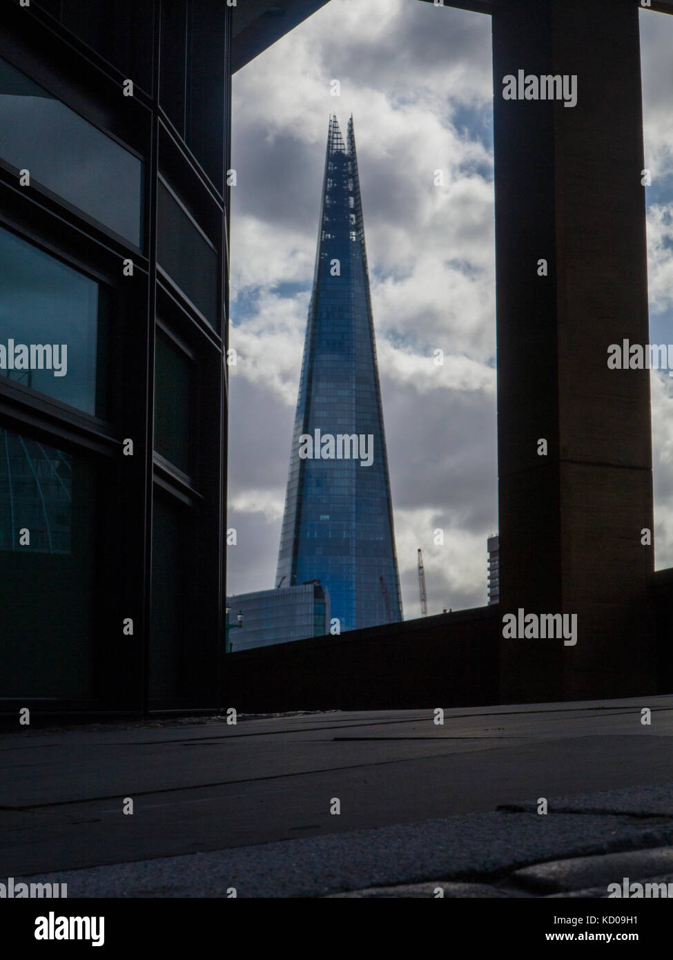 An unusual view of the Shard from the North Embankment Stock Photo