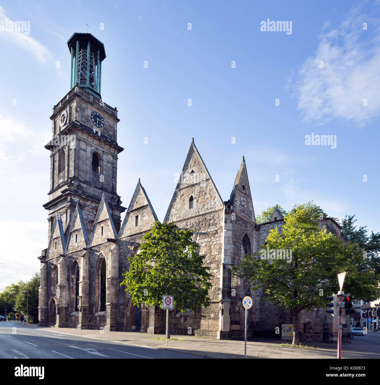 Ruin of the Aegidienkirche, memorial of World War II, Hanover, Lower Saxony, Germany Stock Photo