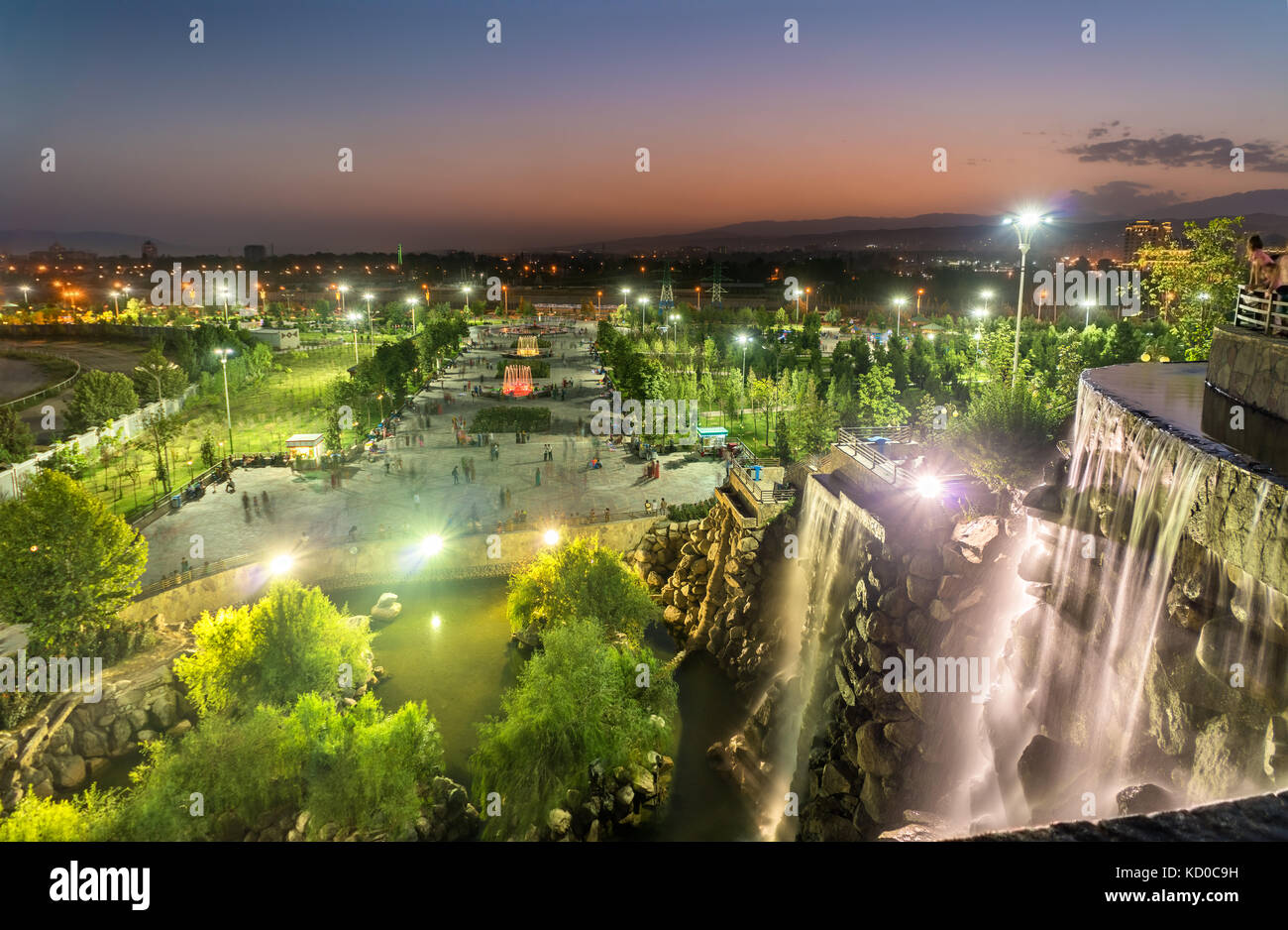 Artificial waterfall in the city centre of Dushanbe, the Capital of Tajikistan Stock Photo