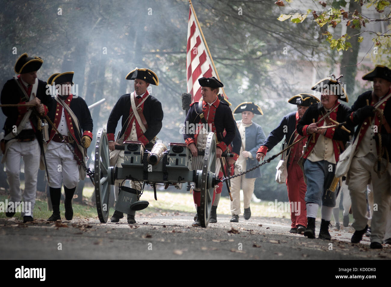 Revolutionary war re-enactors take part in annual Battle of Germantown reenactment at the Grounds of Cliveden, in Northwest Philadelphia, PA Stock Photo