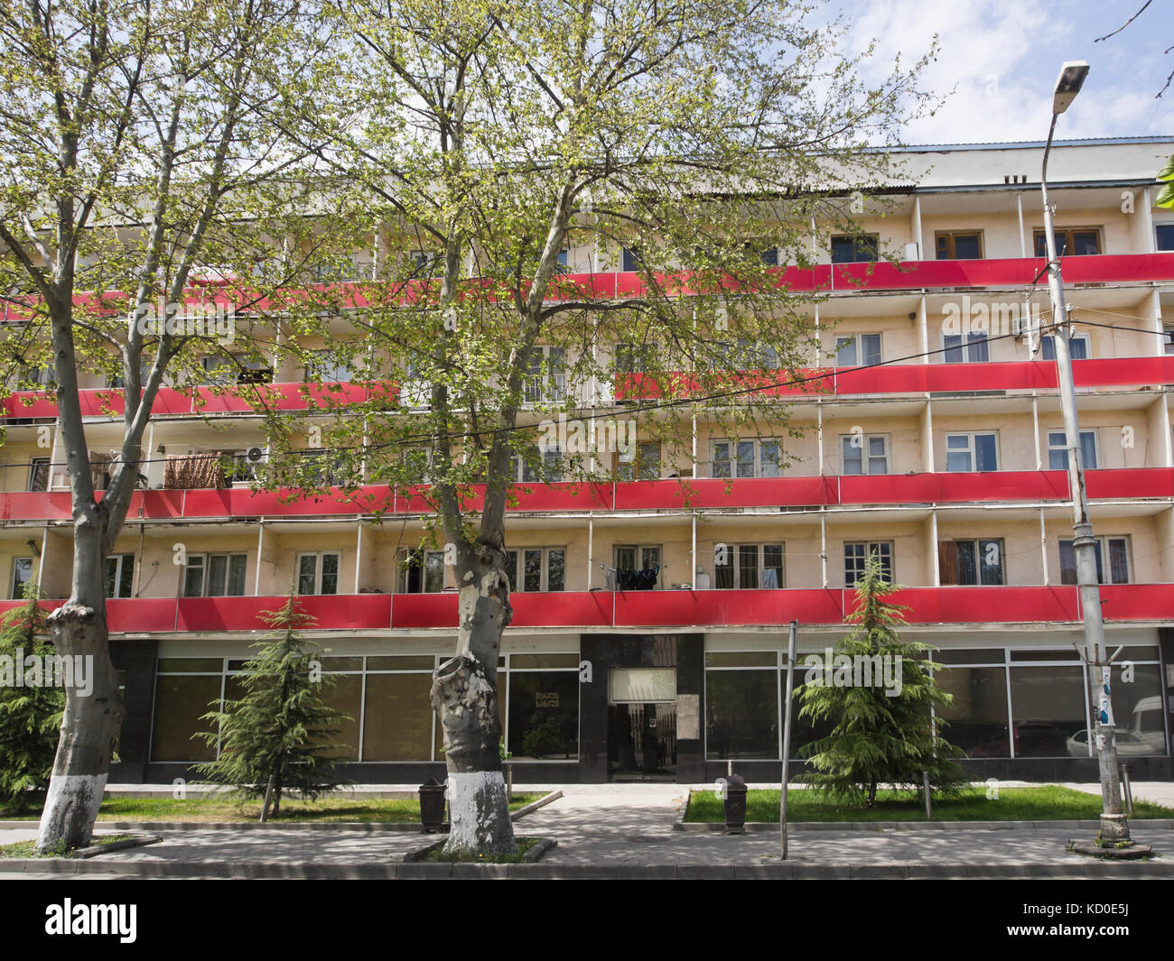 Apartment block in Gori Georgia from Soviet time, building in Khrushchyovka style Stock Photo