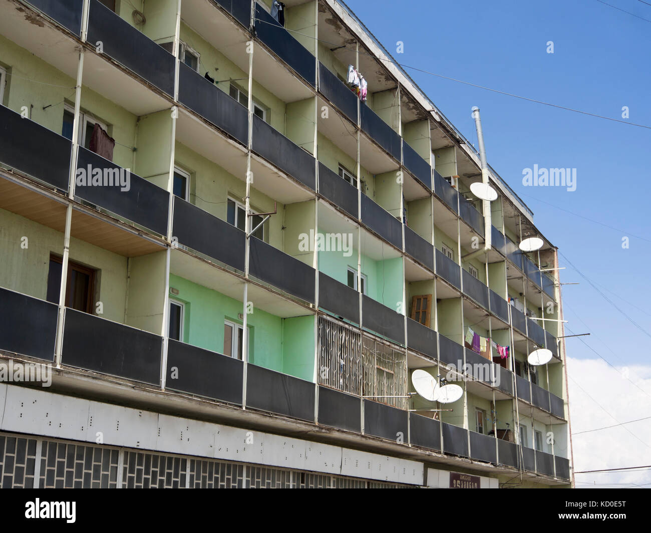 Apartment block in Gori Georgia from Soviet time, building in Khrushchyovka style Stock Photo