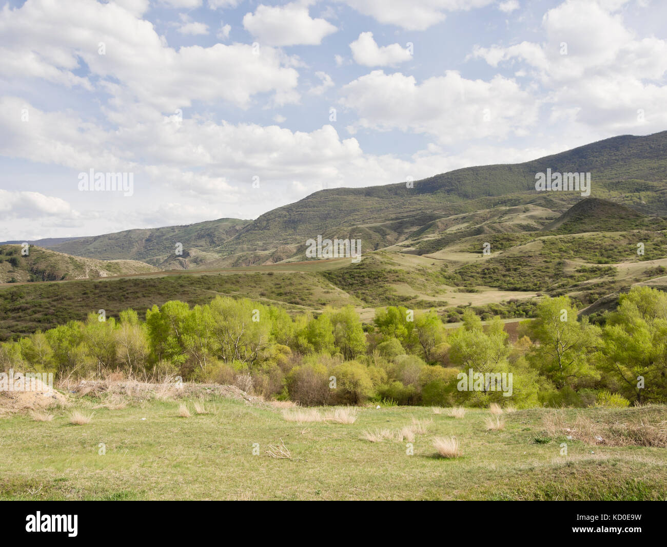 Landscapes and farmland surrounding the small village of Rustavi, Samtskhe-Javakheti province, southern Georgia Stock Photo