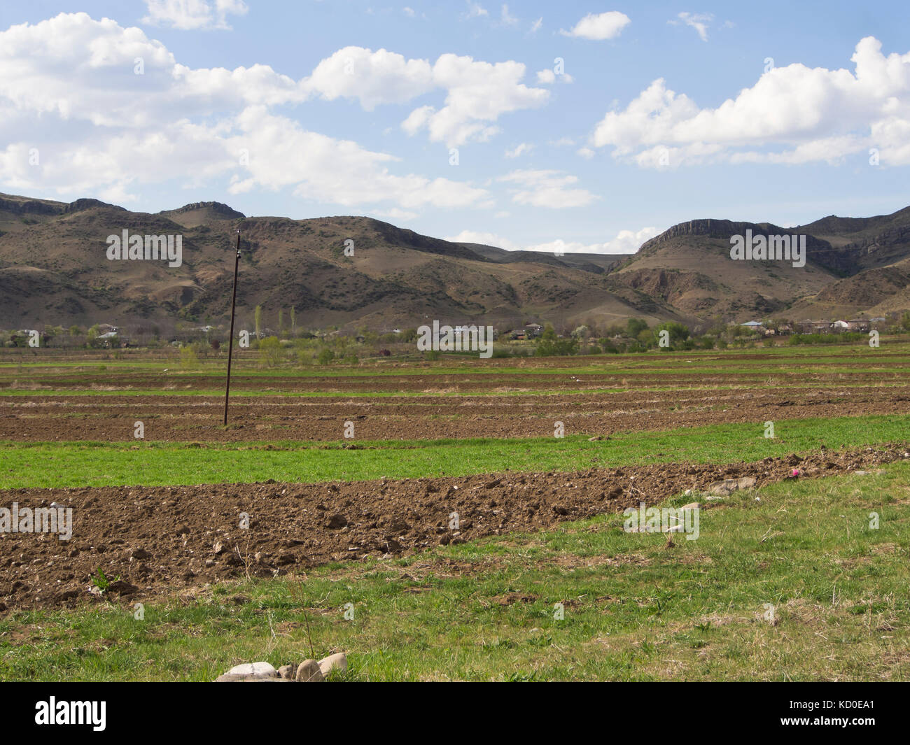 Landscapes and farmland surrounding the small village of Rustavi, Samtskhe-Javakheti province, southern Georgia Stock Photo