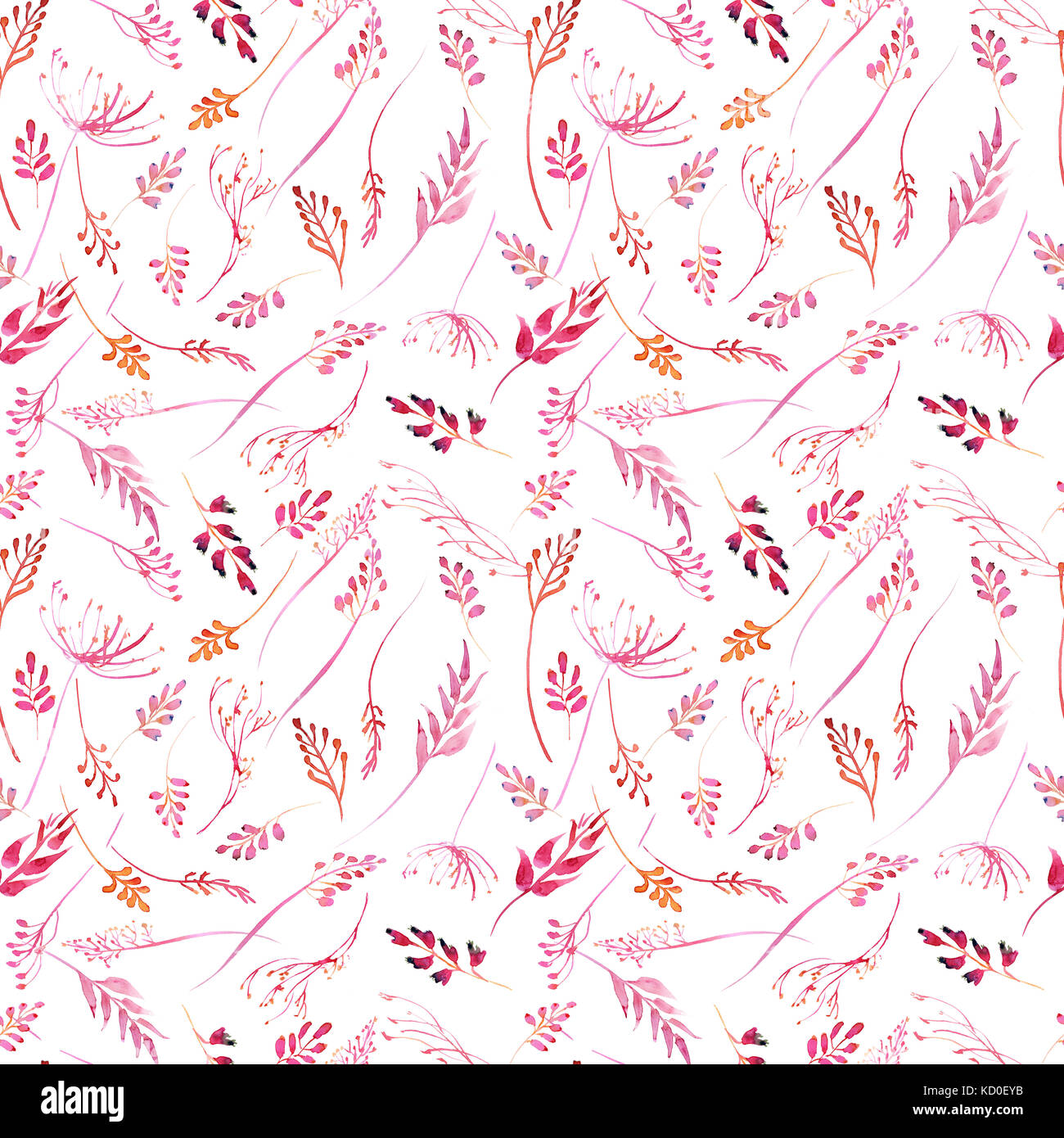 Romantic watercolor pink branch and flowers collection seamless pattern ...