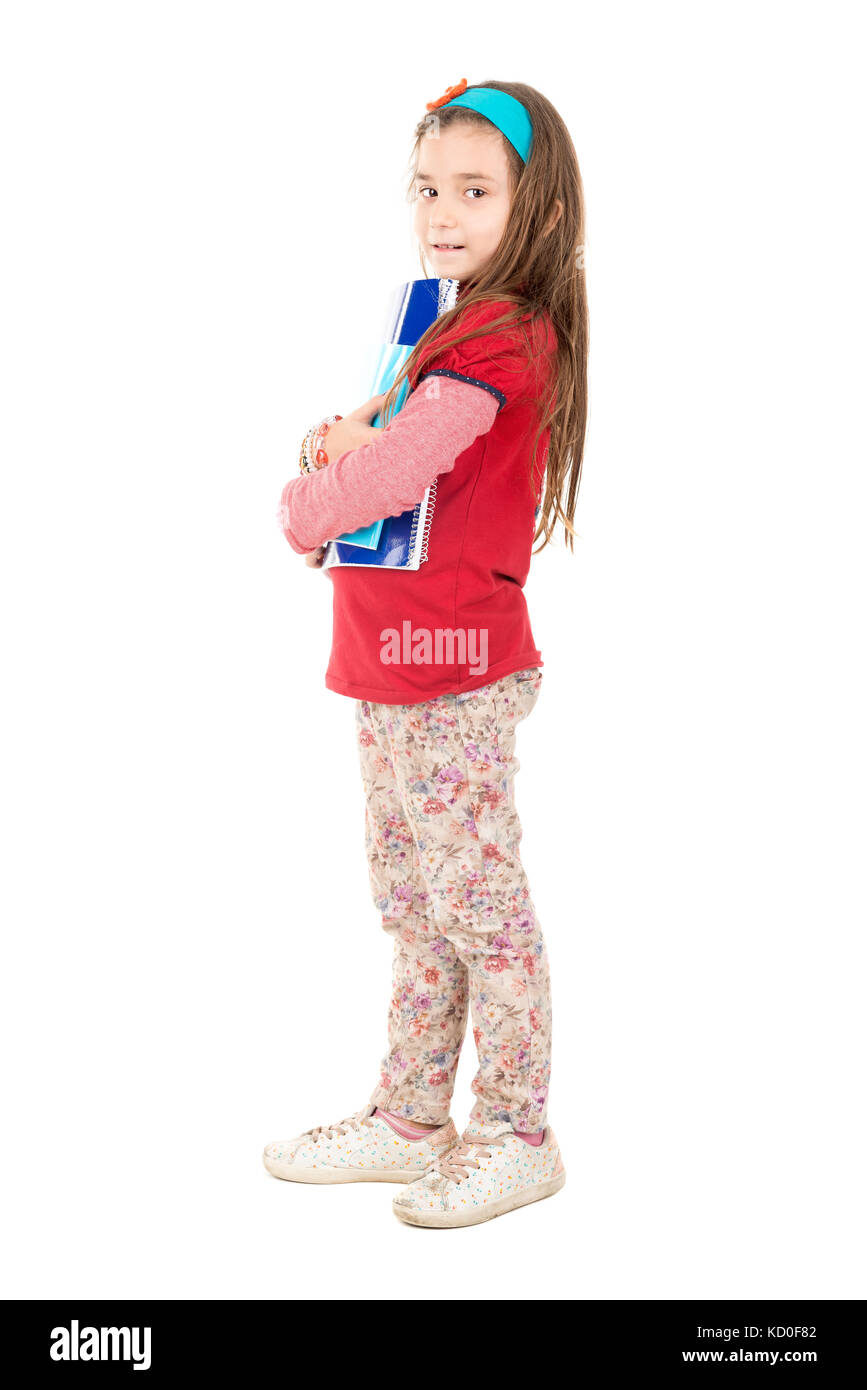 Young girl student posing isolated in white Stock Photo - Alamy