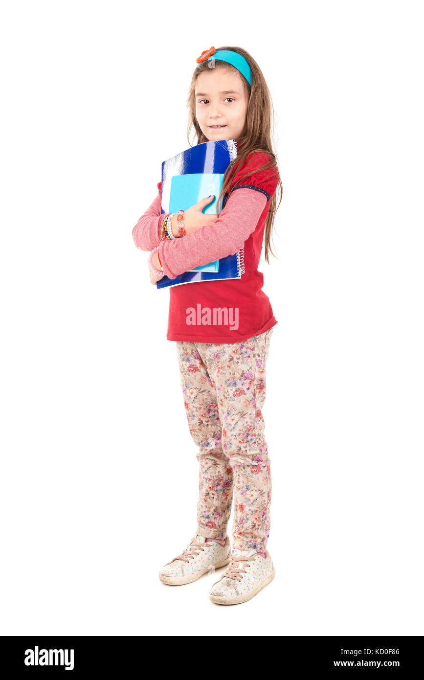 Young girl student posing isolated in white Stock Photo - Alamy