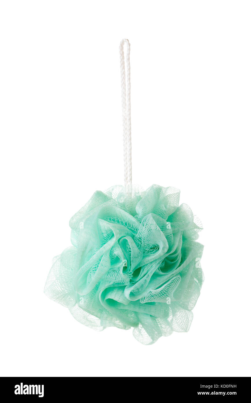 green plastic bath sponge isolated on white background Stock Photo - Alamy