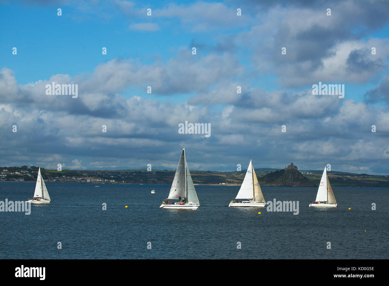 Sailing in Mounts Bay,Penzance,England,UK Stock Photo