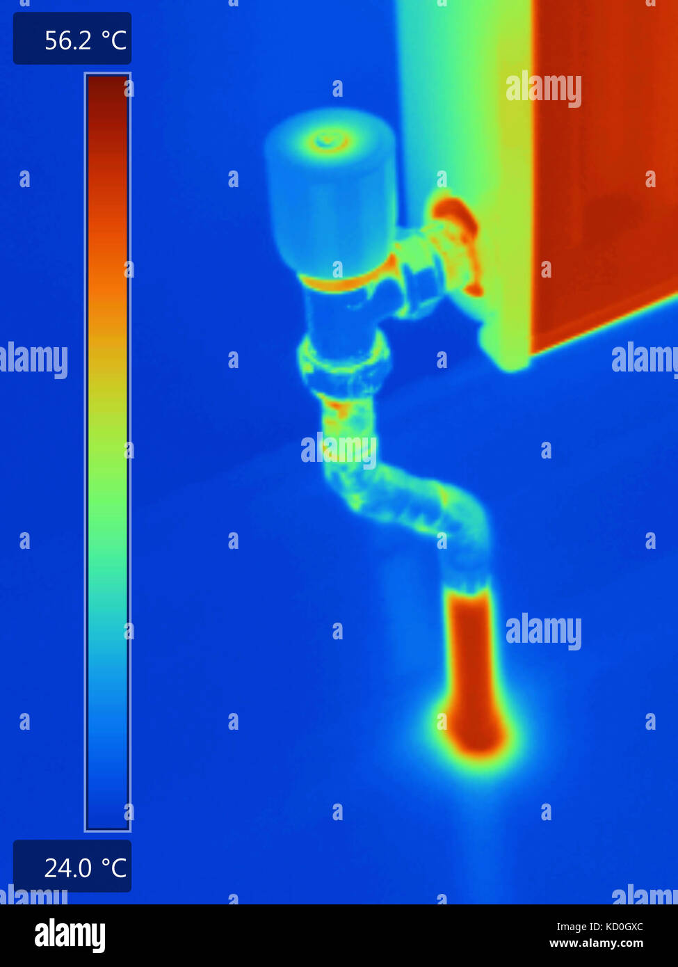 Thermal image of radiator pipes Stock Photo Alamy