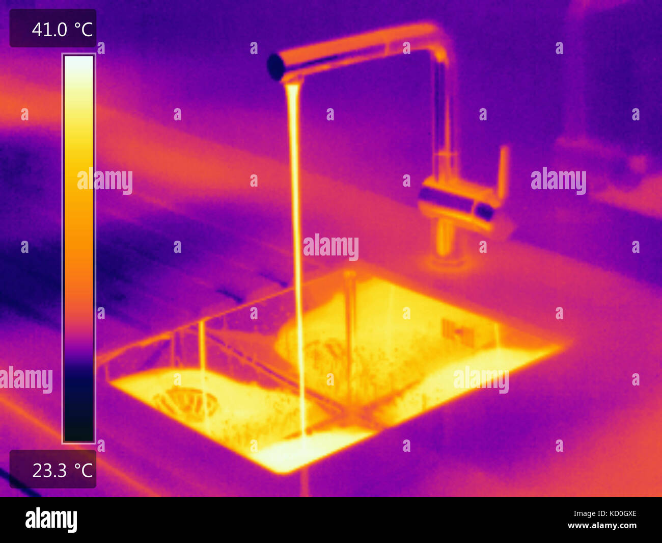 Thermal image of water flowing from tap Stock Photo Alamy