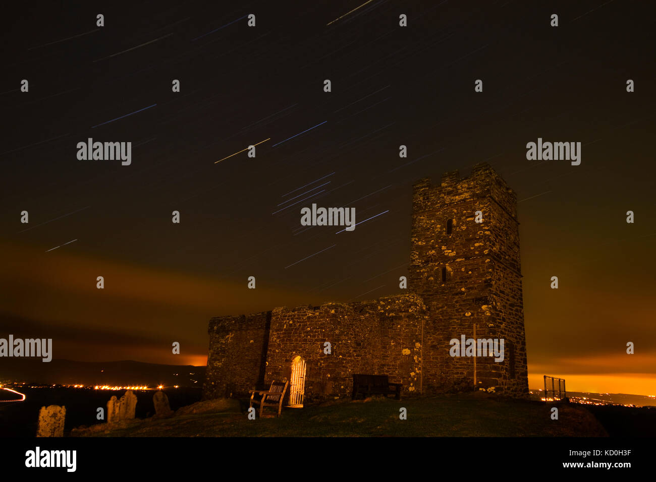 Brentor church at night Stock Photo
