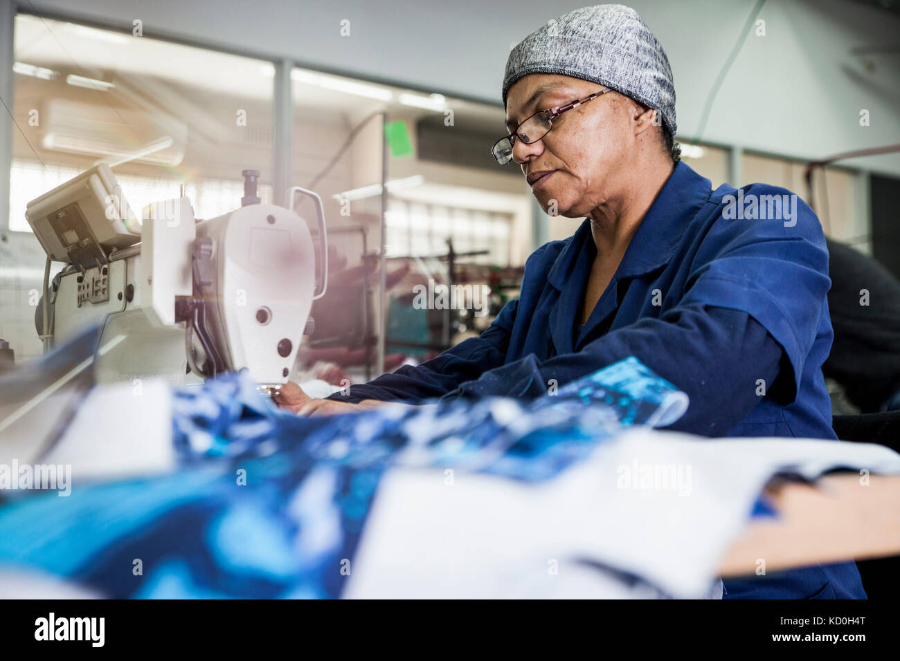 Seamstress working in factory, Cape Town, South Africa Stock Photo