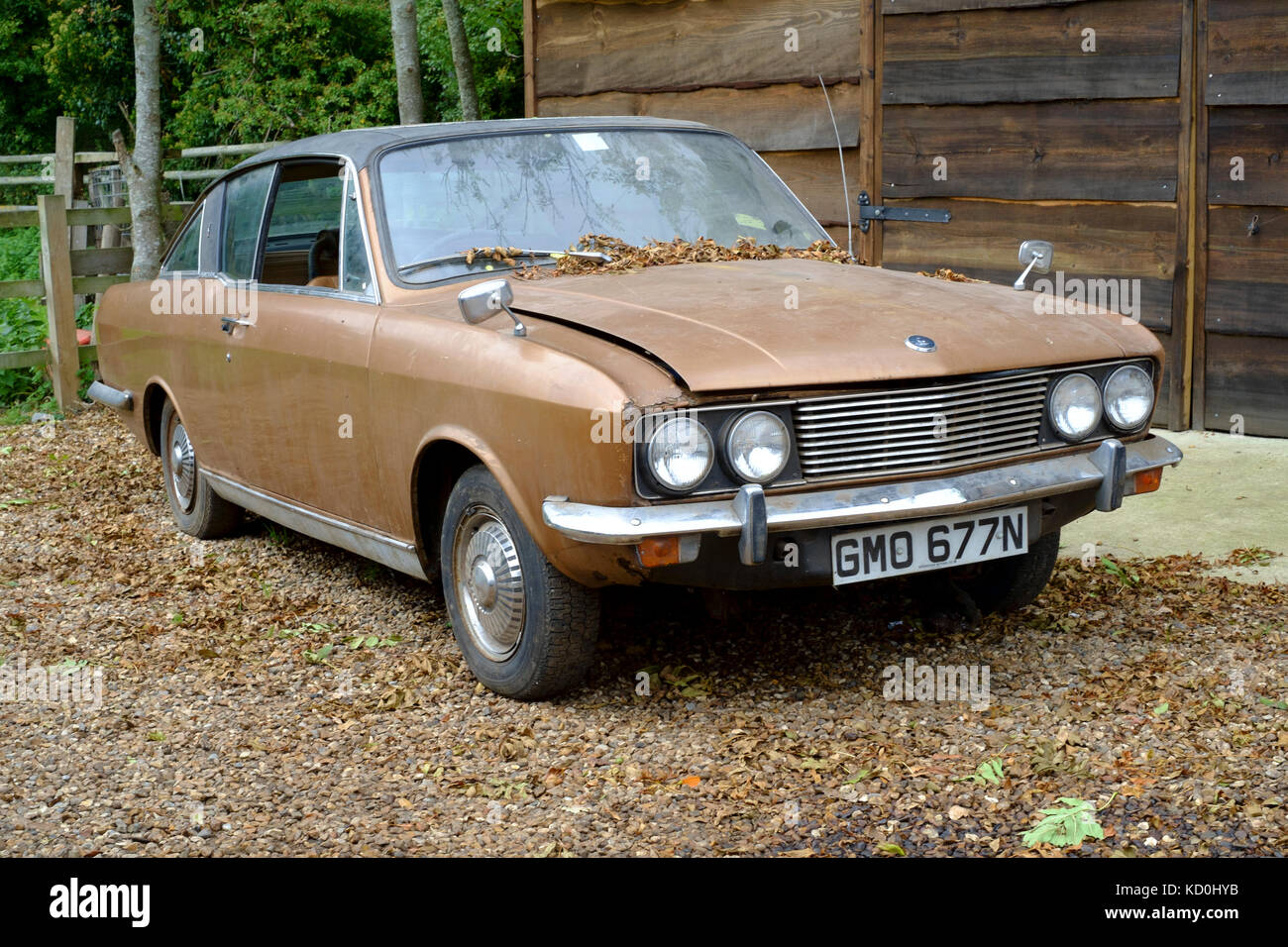 a barn find of a british sunbeam rapier car from the 1970s ready for restoration as a project Stock Photo