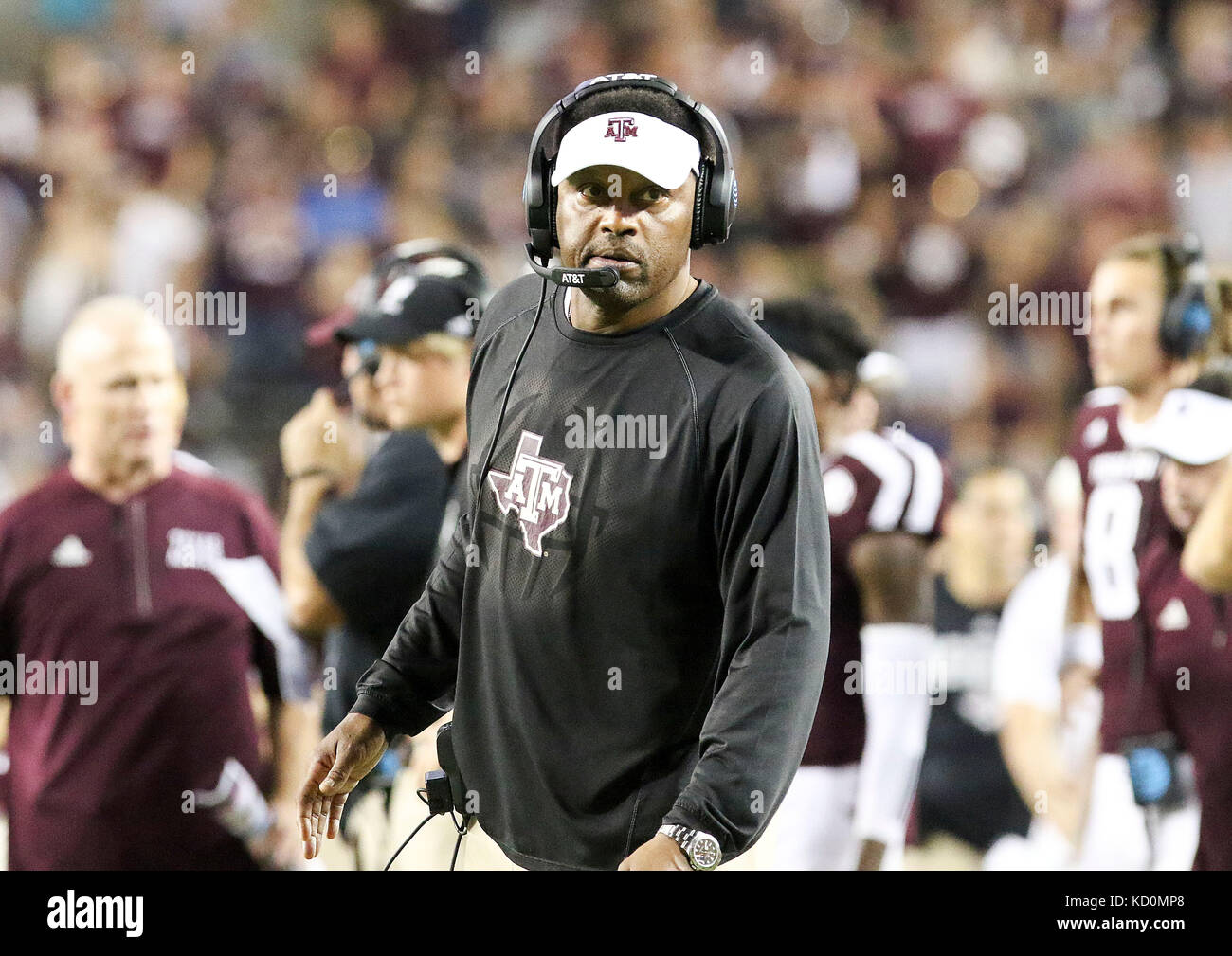 October 6, 2017: Texas A&M Aggies head coach Kevin Sumlin during the NCAA football game between the Alabama Crimson Tide and the Texas A&M Aggies at Kyle Field in College Station, TX; John Glaser/CSM. Stock Photo