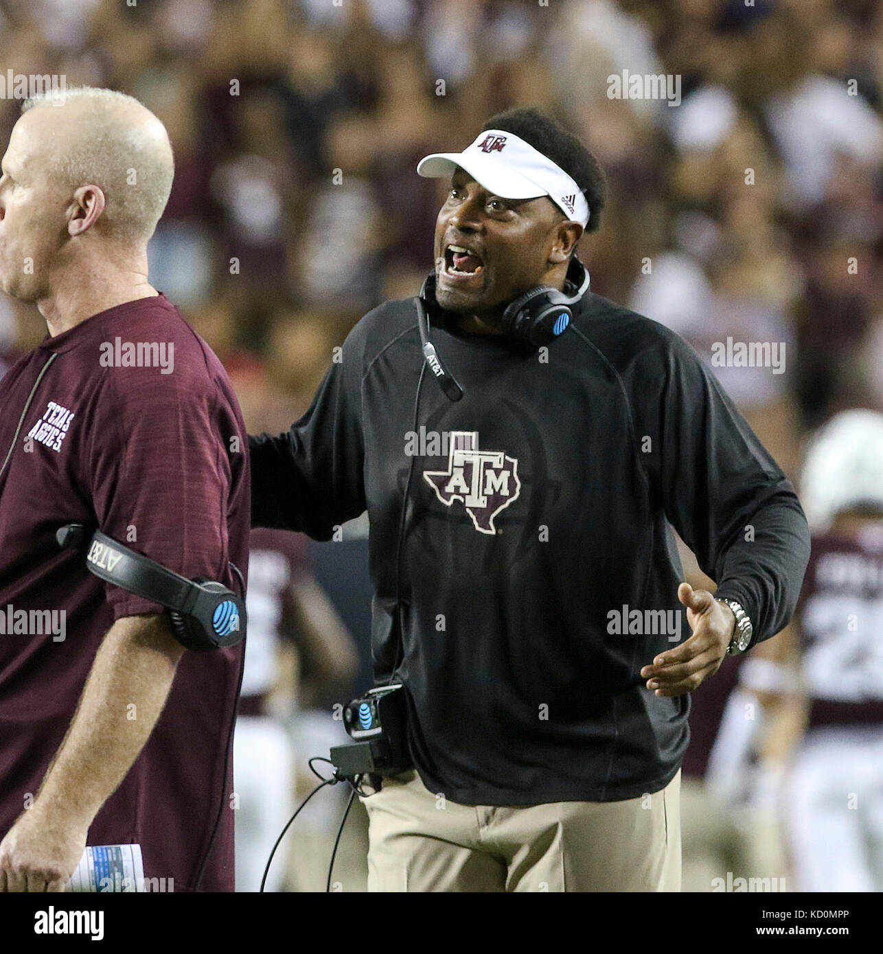 October 6, 2017: Texas A&M Aggies head coach Kevin Sumlin during the NCAA football game between the Alabama Crimson Tide and the Texas A&M Aggies at Kyle Field in College Station, TX; John Glaser/CSM. Stock Photo