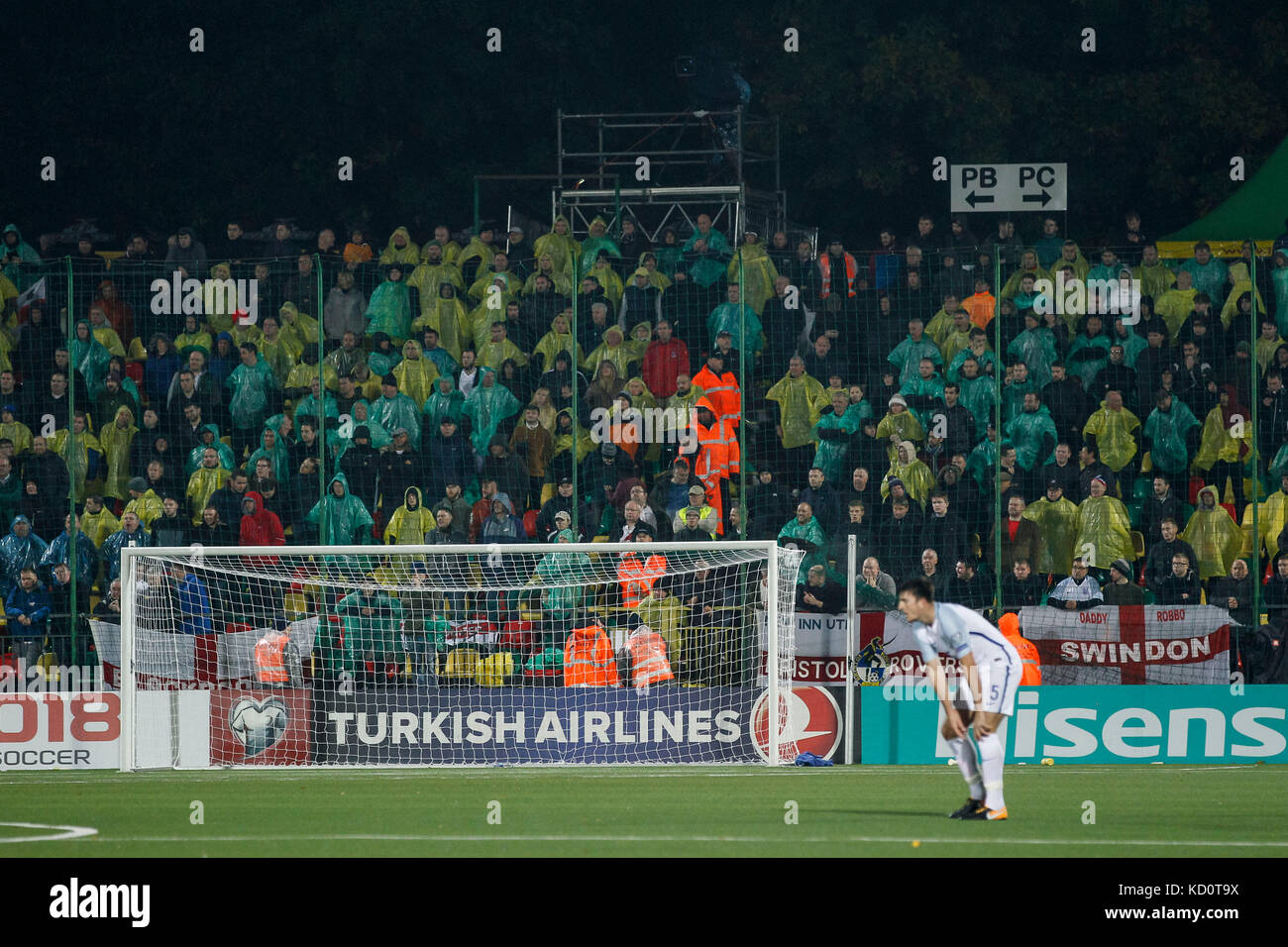 Vilnius, Lithuania. 8th Oct, 2017. England fans during the FIFA World Cup 2018 Qualifying Group F match between Lithuania and England at LFF Stadium on October 8th 2017 in Vilnius, Lithuania. . Credit: PHC Images/Alamy Live News Stock Photo