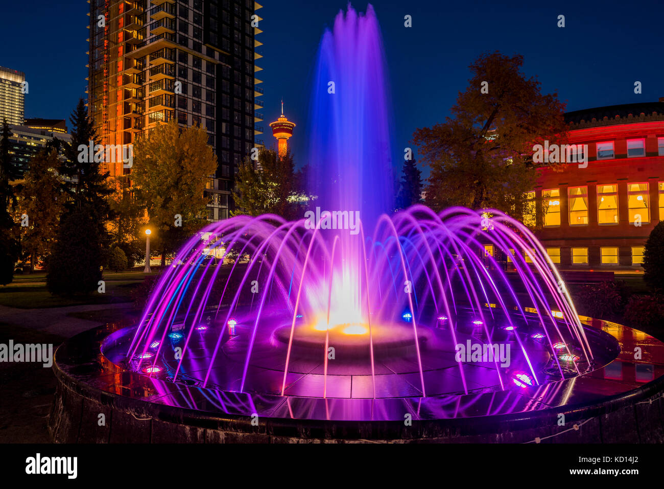 Fountain, Central Memorial Park, Calgary, Alberta, Canada Stock Photo
