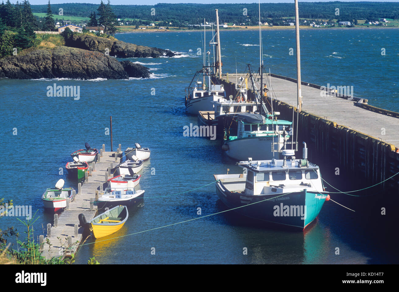 Fishing boats tied up at Baxters Harbour, Nova Scotia Canada Stock Photo