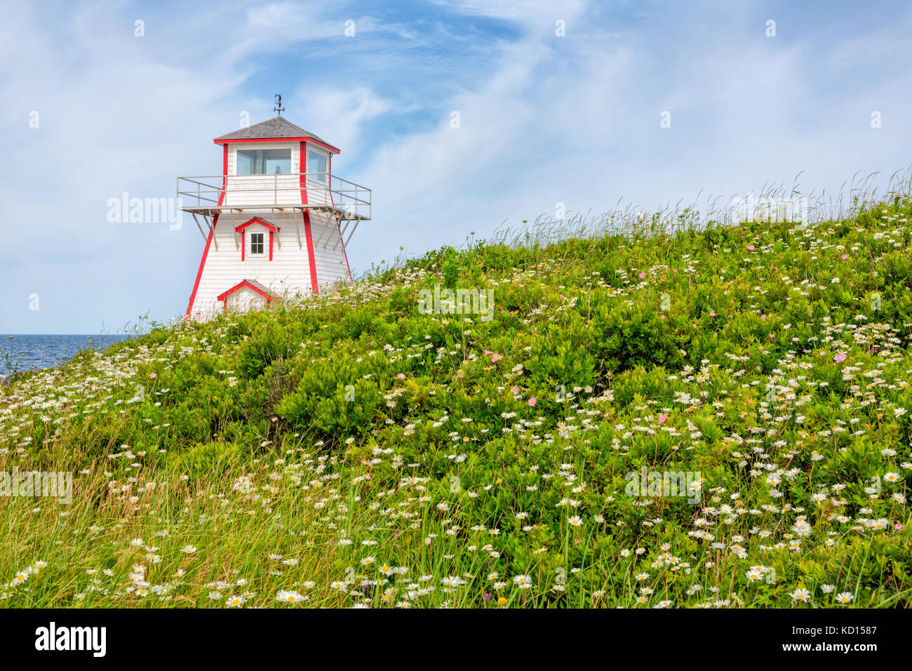 Lighthouse, Arisag Provincial Park, Sunset Trail, Nova Scotia, Canada Stock Photo