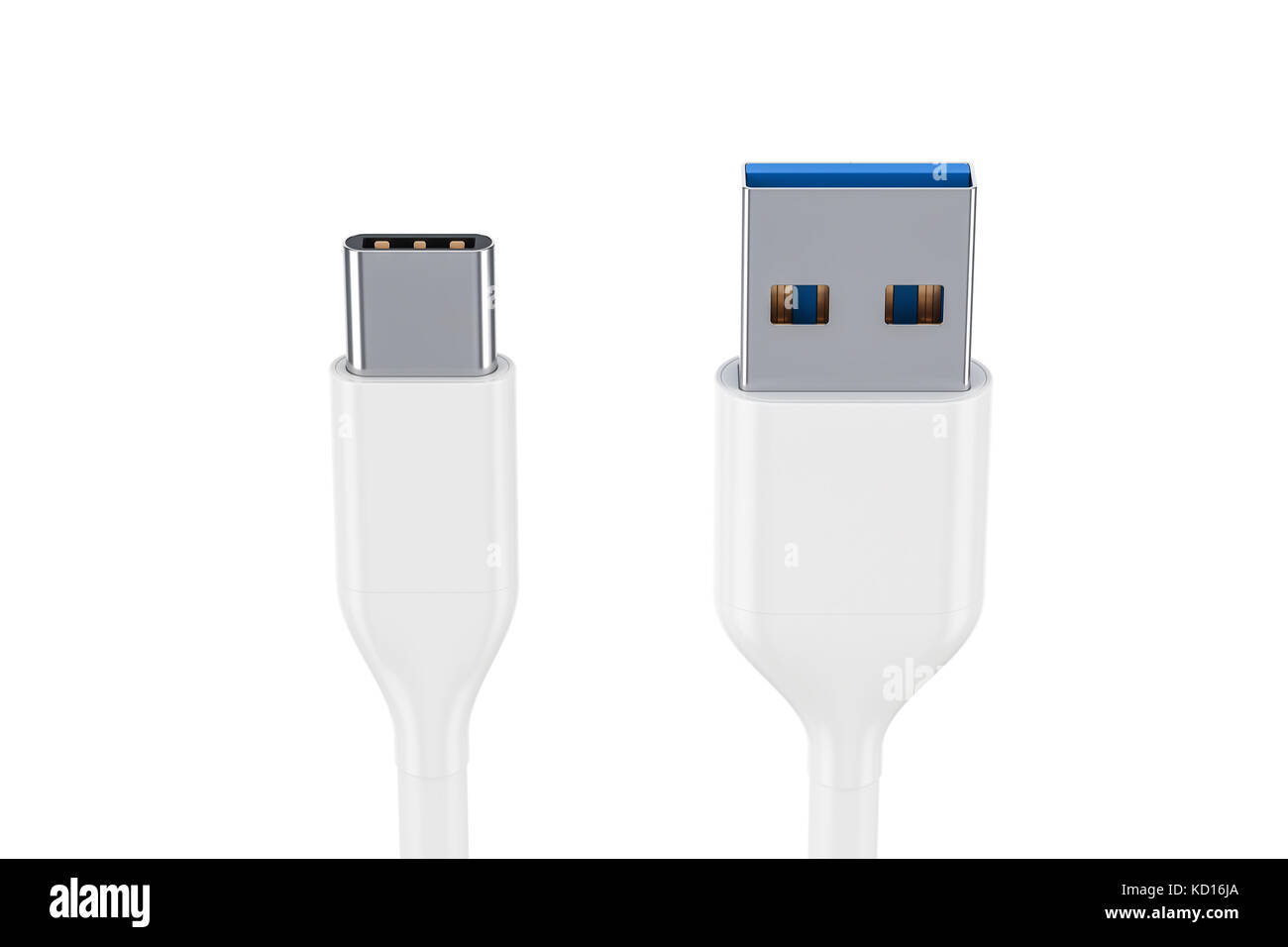 Cable cargador USB tipo C blanco para smartphone sobre fondo blanco. 3D  Representación Fotografía de stock - Alamy