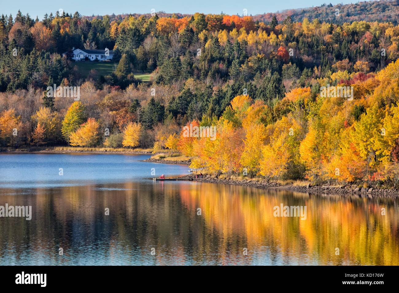 View from Lakeside towards Darlings Island, Hampton, New Brunswick, Canada Stock Photo