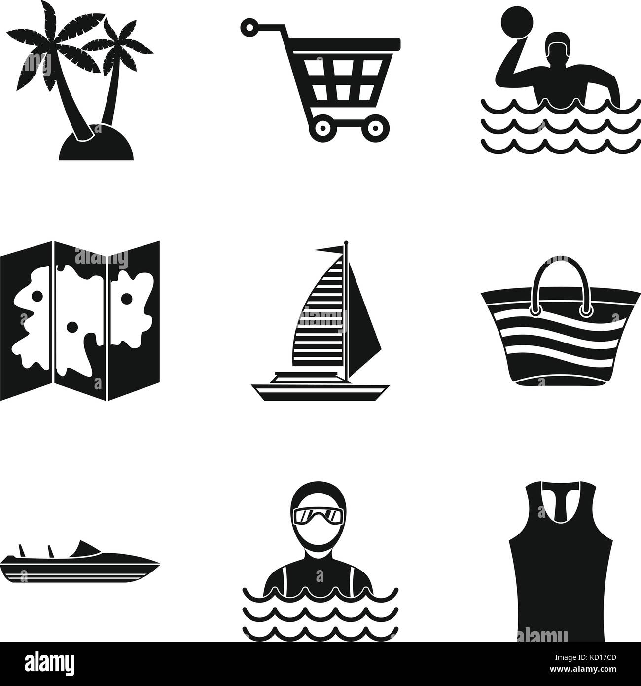 Map of beach icons set, simple style Stock Vector Image & Art - Alamy