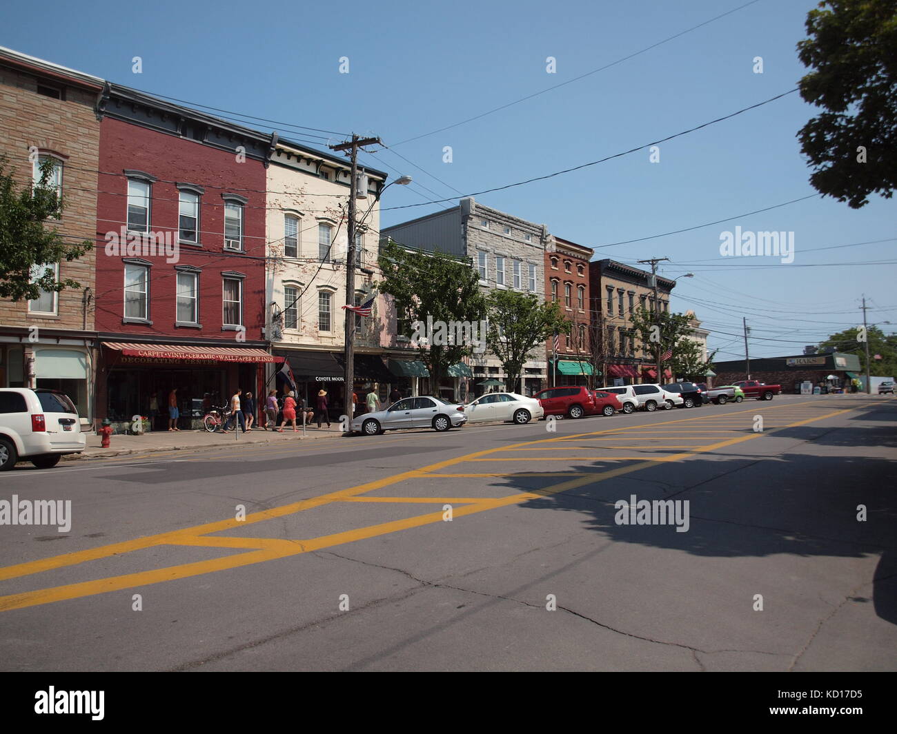 Clayton, New York on The St. Lawrence River and Seaway showing downtown main street Stock Photo