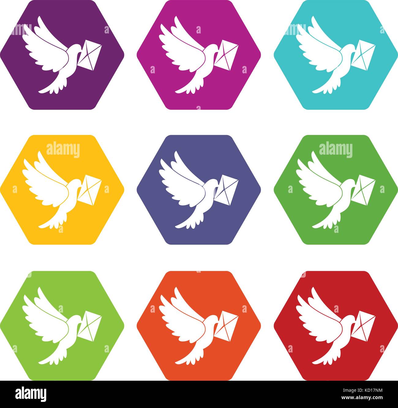 Dove carrying envelope icon set color hexahedron Stock Vector Image ...