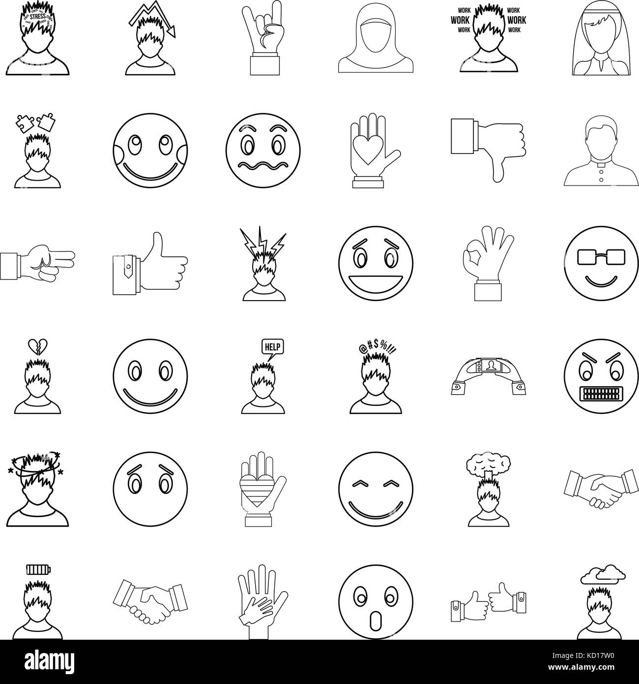 Angry icons set, outline style Stock Vector Image & Art - Alamy