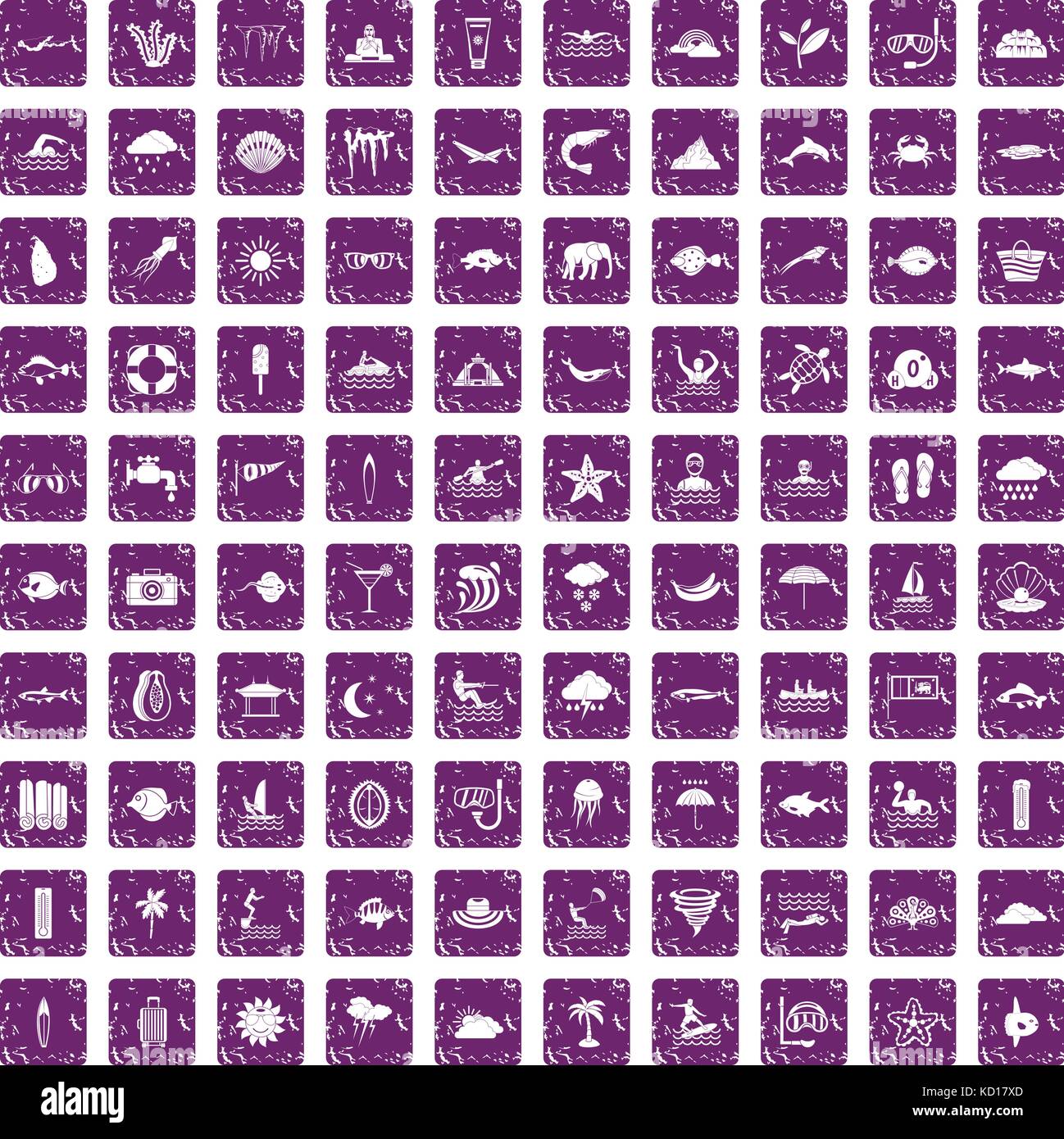 100 diving icons set grunge purple Stock Vector Image & Art - Alamy