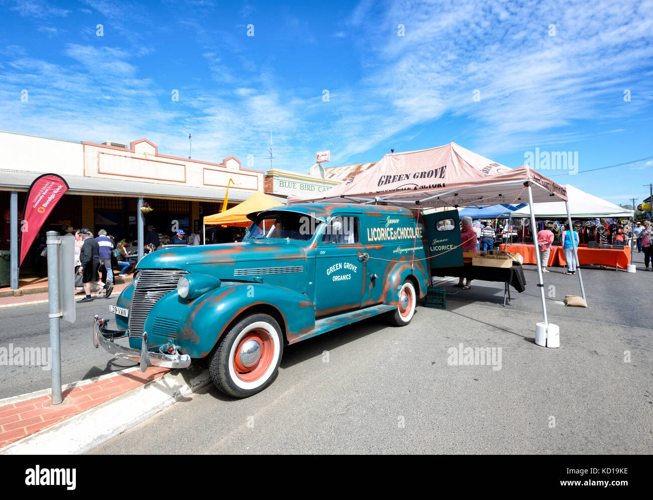 Vintage Chevrolet car advertising for Junee Licorice and Chocolate at