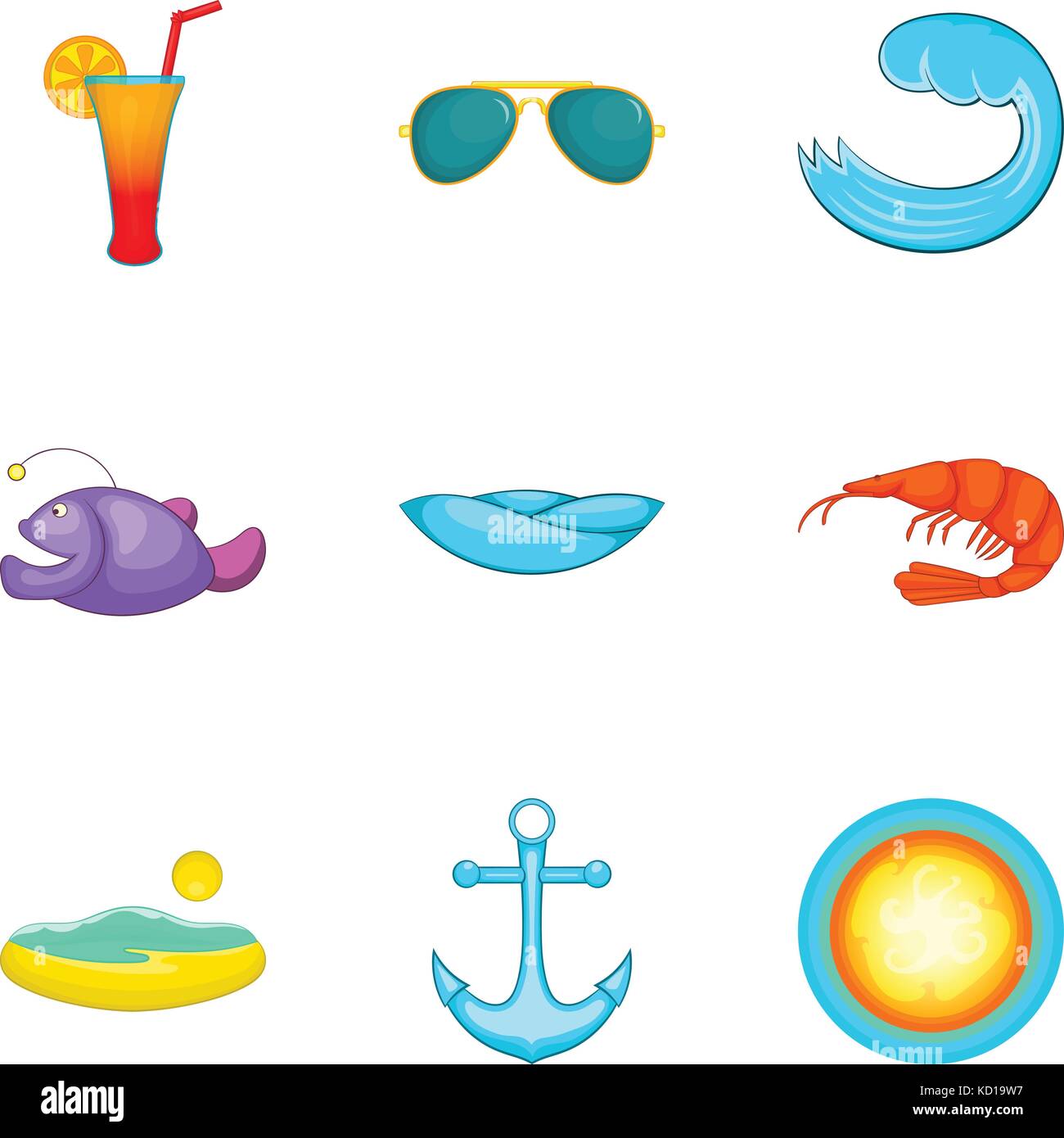 Beach vacation icons set, cartoon style Stock Vector Image & Art - Alamy