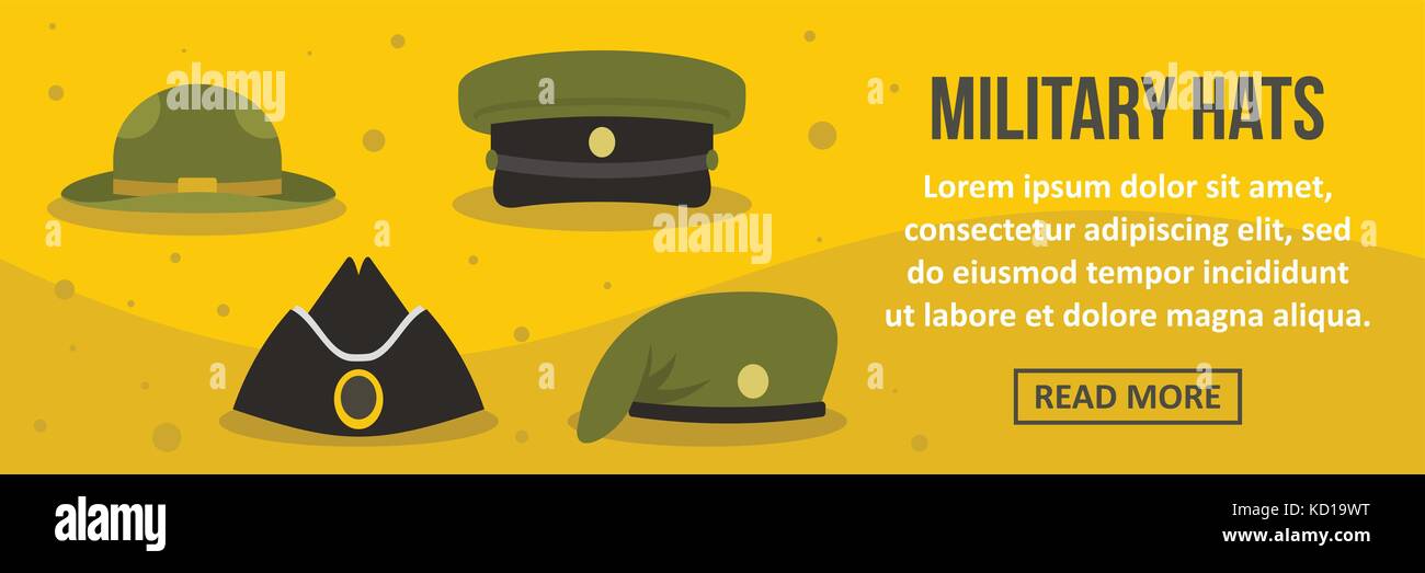 Military hats banner horizontal concept Stock Vector