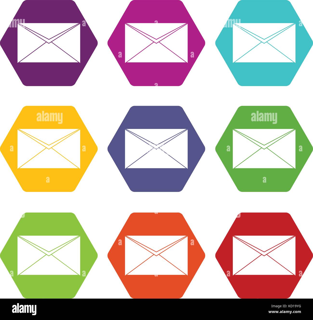 Closed envelope icon set color hexahedron Stock Vector Image & Art - Alamy