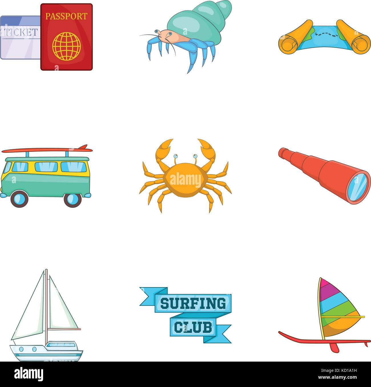Space for surfing icons set, cartoon style Stock Vector Image & Art - Alamy