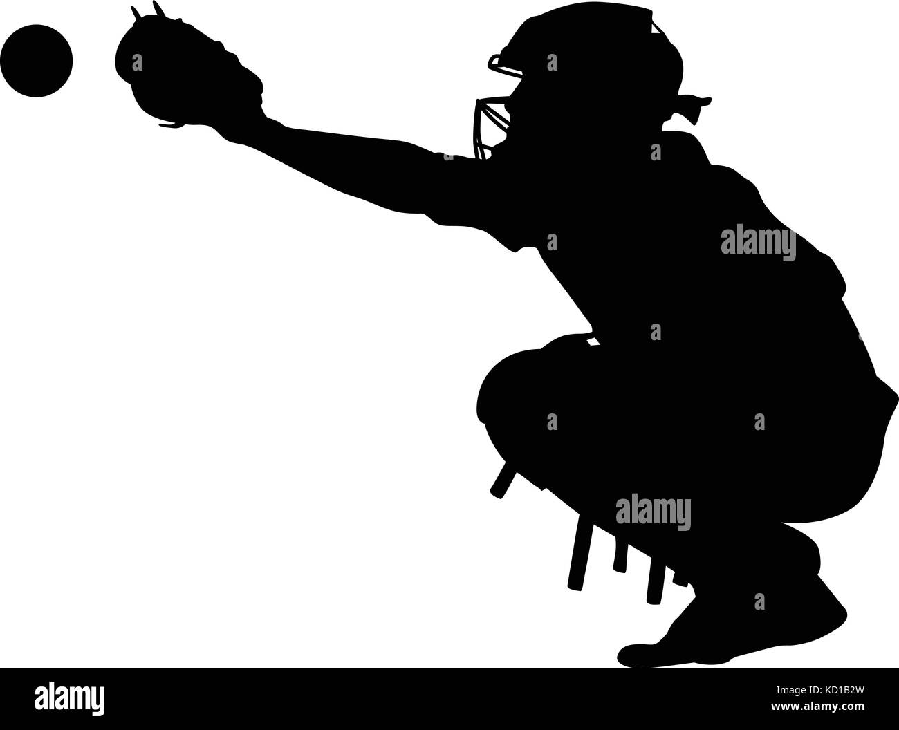 baseball catcher silhouette Stock Vector