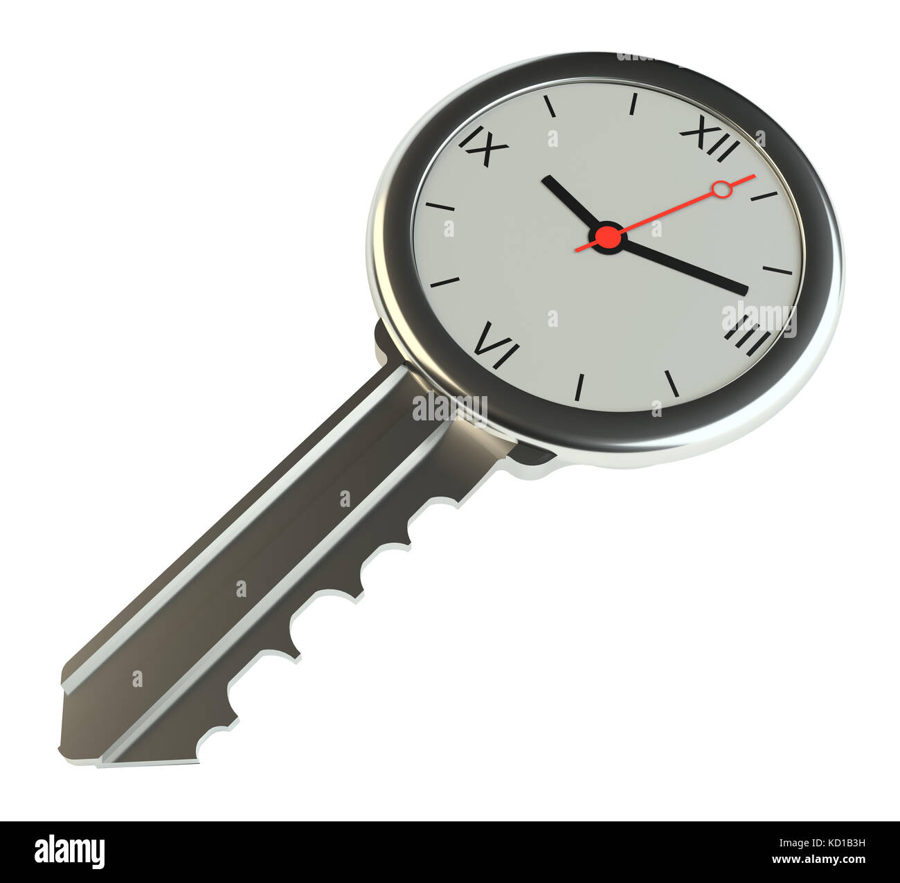 Key with clock. Success concept or concept of housing sales Stock Photo