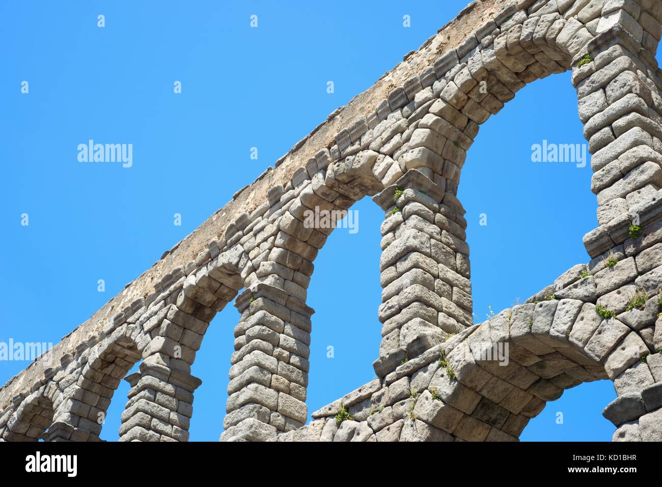 view of the aqueduct of Segovia, Castilla Leon, Spain Stock Photo