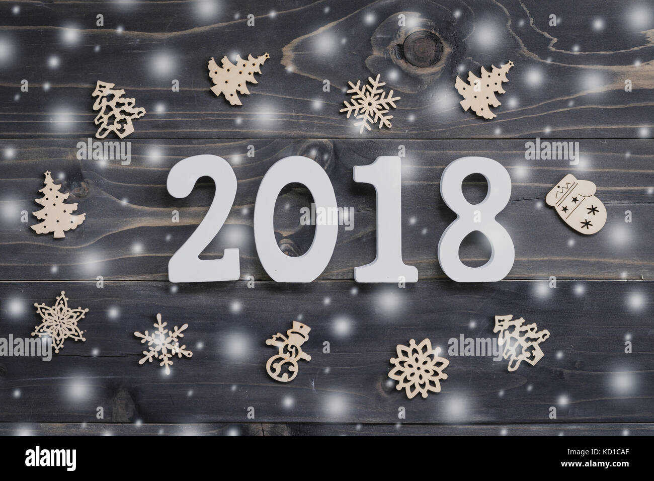 Wood numbers forming the number 2018, For the new year 2018 on rustic ...