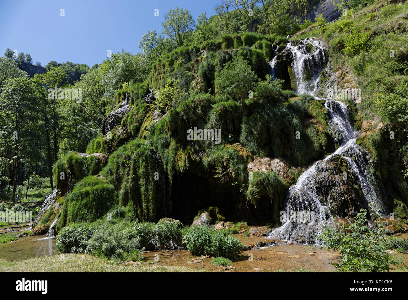 Waterfalls in Baume-Les-Messieurs valley Stock Photo